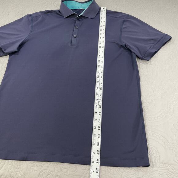 Lululemon Shirt Mens Medium Blue Golf Polo‎ Solid Performance Tech Active - Picture 4 of 5